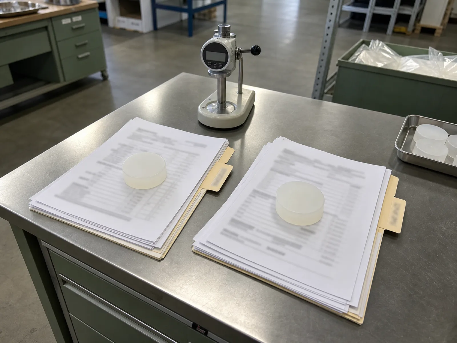 QC bench comparison of the food-grade Certificate of Analysis (21 CFR 177.2600 extractables) alongside the medical-grade Certificate of Analysis (USP Class VI + ISO 10993 panel) for two platinum-cured silicone lots at Wetop