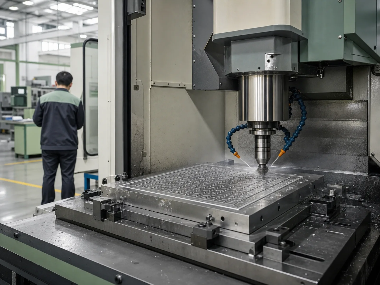 Wetop in-house CNC mold machining center producing P20 hardened steel silicone-mat molds — the tooling stage that determines lead time and unit cost across the MOQ tiers